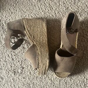 Marc Fisher Tan Espadrille Wedge Sandals